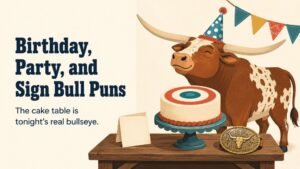 Birthday, Party, and Sign Bull Puns