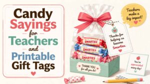 Candy Sayings for Teachers and Printable Gift Tags