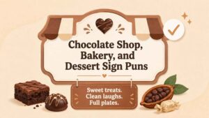 Chocolate Shop, Bakery, and Dessert Sign Puns