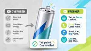 Overused vs Fresher Energy Drink Captions
