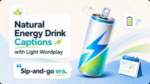 Natural Energy Drink Captions with Light Wordplay