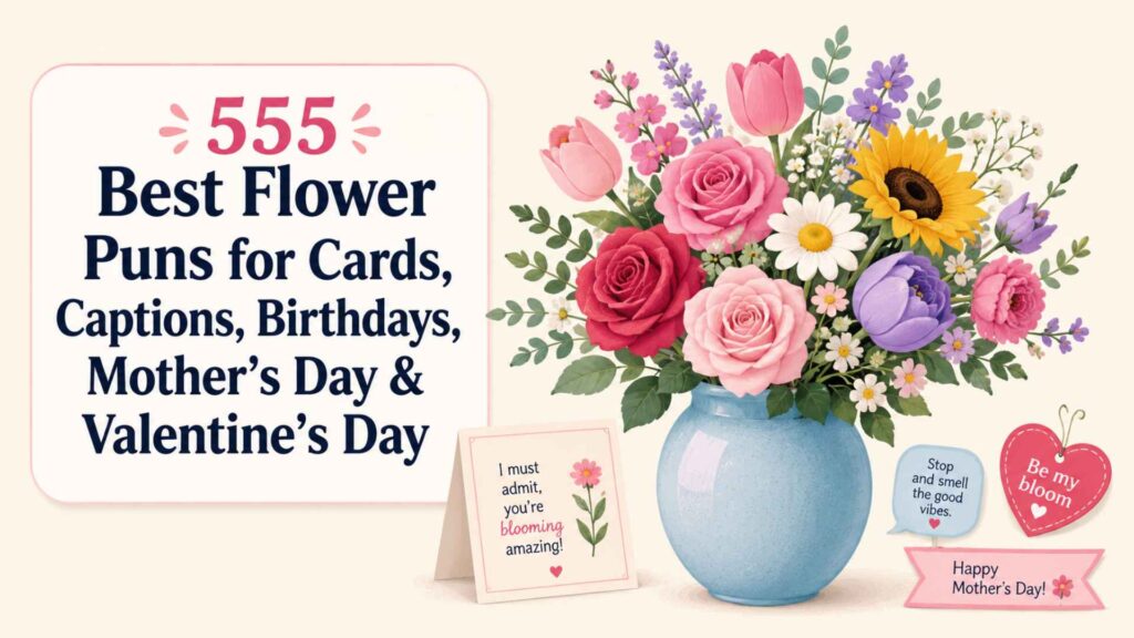 555 Best Flower Puns for Cards, Captions, Birthdays, Mother’s Day & Valentine’s Day