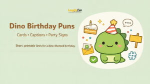 Dino Birthday Puns (Cards, Captions, Party Signs)