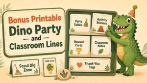 Bonus Printable Dino Party and Classroom Lines