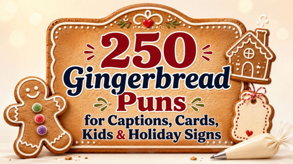 250 Gingerbread Puns for Captions, Cards, Kids & Holiday Signs