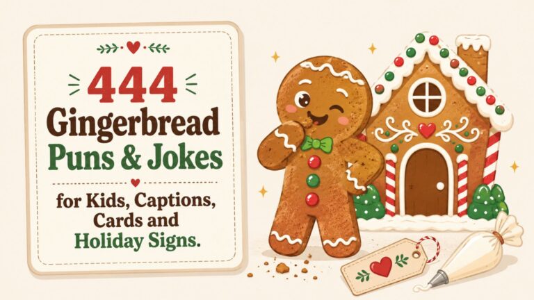 444 Gingerbread Puns & Jokes for Kids, Captions, Cards and Holiday Signs