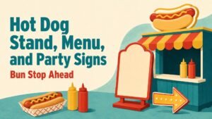 Hot Dog Stand, Menu, and Party Signs