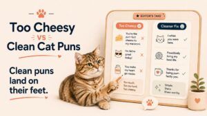 Too Cheesy vs Clean Cat Puns