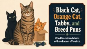 Black Cat, Orange Cat, Tabby, and Breed Puns
