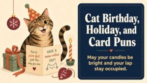 Cat Birthday, Holiday, and Card Puns