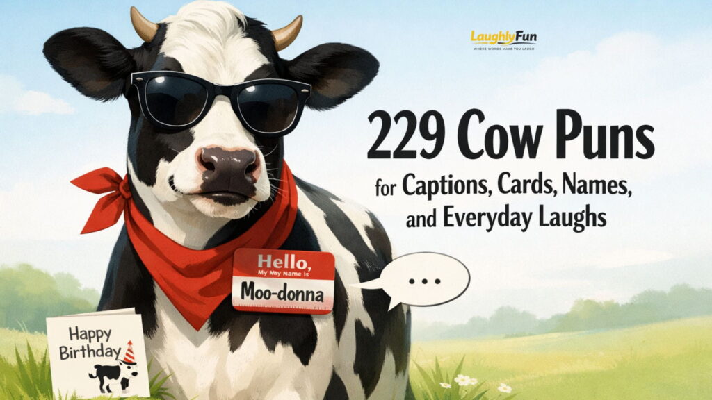 229 Cow Puns for Captions, Cards, Names, and Everyday Laughs