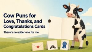 Cow Puns for Love, Thanks, and Congratulations Cards