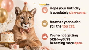 Cougar Birthday Puns, Card Lines, and Party Text
