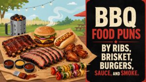 BBQ Food Puns by Ribs, Brisket, Burgers, Sauce, and Smoke