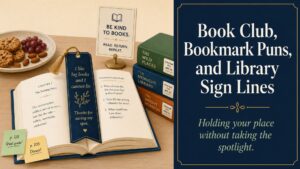Book Club, Bookmark Puns, and Library Sign Lines