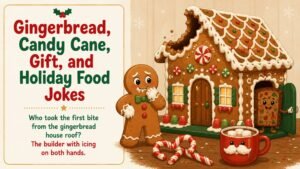 Gingerbread, Candy Cane, Gift, and Holiday Food Jokes