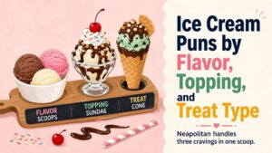Ice Cream Puns by Flavor, Topping, and Treat Type