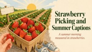Strawberry Picking and Summer Captions